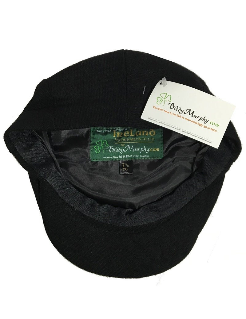 Biddy Murphy, Men's Newsboy Flat Cap, 100% Irish Wool Hat, Made in Ireland Black L - Image 3